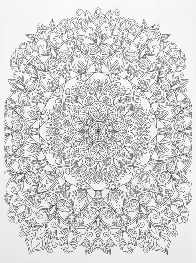 Desenho de Mandala Floral Antiestrés para colorir