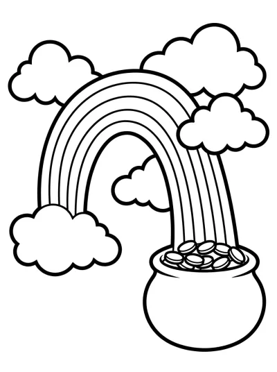 Desenho de Arcoíris y Olla de Oro para colorir