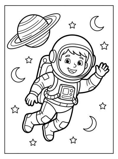 Desenho de Astronauta en el Espacio para colorir