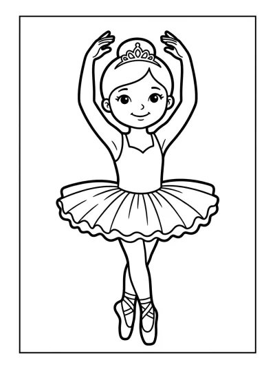 Desenho de Bailarina con Tutú y Tiara para colorir