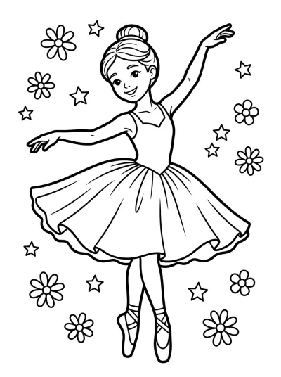 Desenho de Bailarina Bailando para colorir