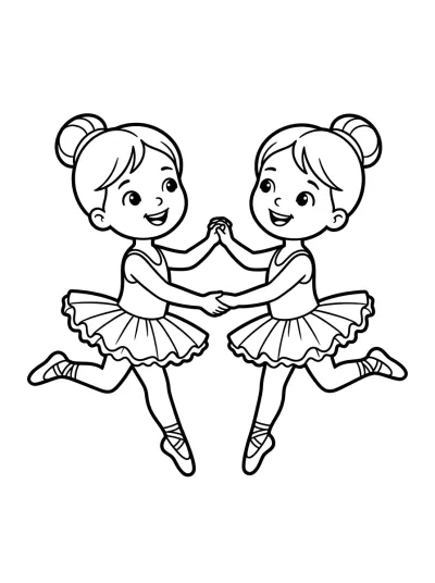 Desenho de Dos Bailarinas Bailando para colorir