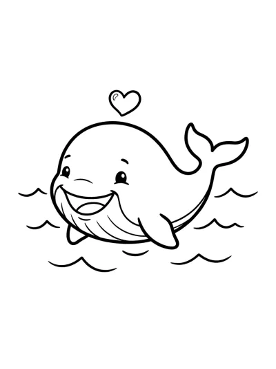 Desenho de Ballena Bebé con Corazón para colorir