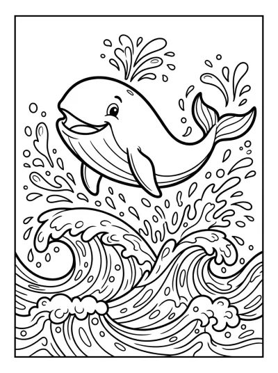 Desenho de Ballena Saltando en el Mar para colorir