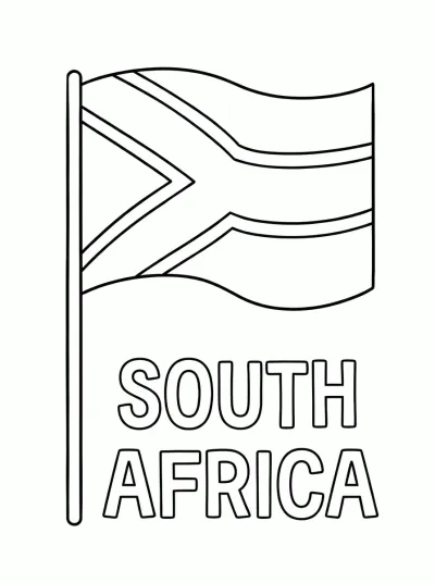 Bandeira África do Sul para colorir