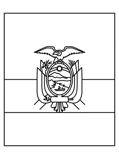 Desenho de Bandeira do Equador (Flat) para colorir