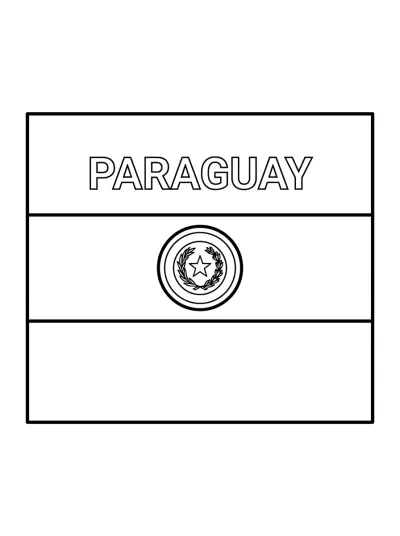 Desenho de Bandeira do Paraguai (Flat) para colorir