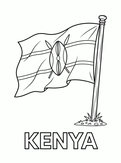 Bandeira Quênia para colorir