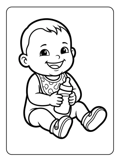 Desenho de Bebé con Biberón para colorir