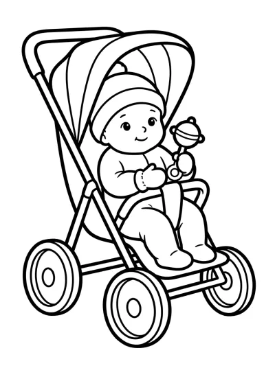 Desenho de Bebé en el Cochecito para colorir
