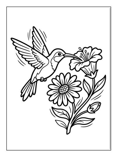 Desenho de Colibrí en el Jardín para colorir