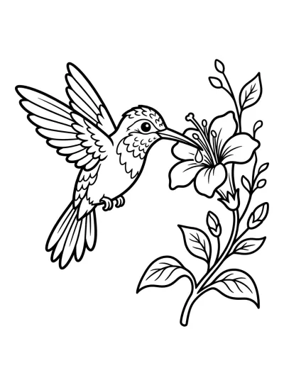 Desenho de Colibrí en la Flor para colorir