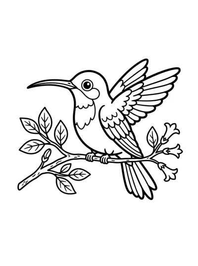 Desenho de Colibrí en la Rama para colorir