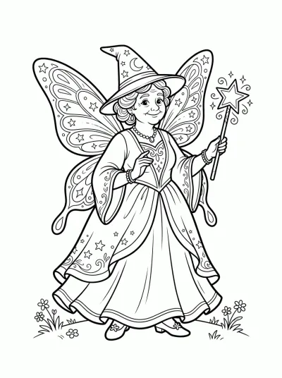 Desenho de Fada Madrinha para colorir