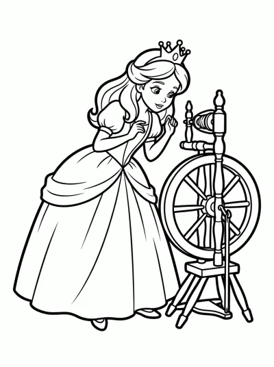 Desenho de Princesa e o Fuso para colorir