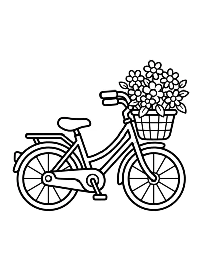 Desenho de Bicicleta con Cesta para colorir