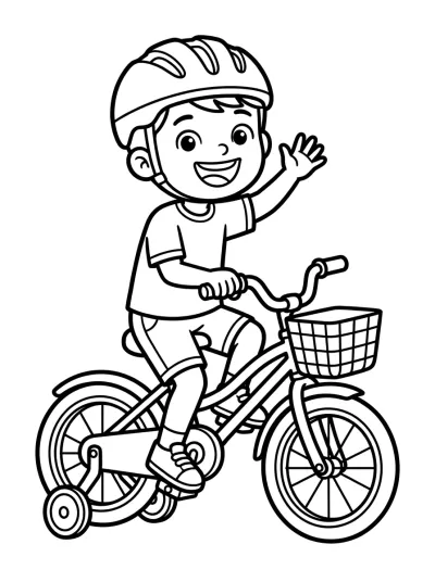 Desenho de Niño en Bicicleta para colorir