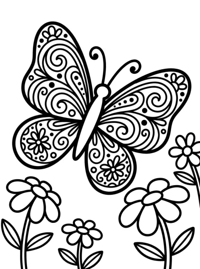 Desenho de Butterfly in the Garden para colorir