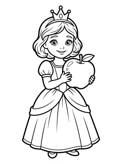 Desenho de Princesa con la Manzana para colorir