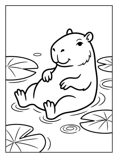 Desenho de Capibara en el Agua para colorir