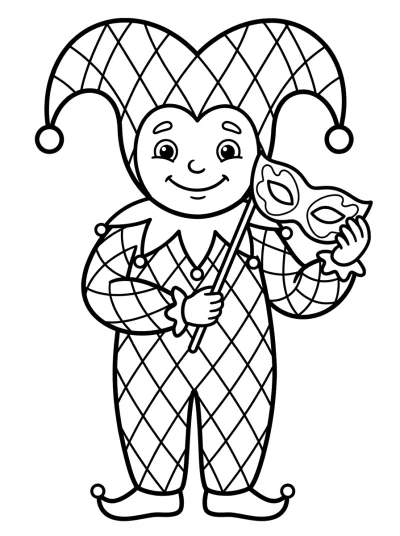 Desenho de Arlequín de Carnaval para colorir