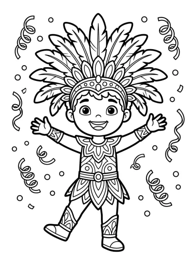Desenho de Niño Disfrazado de Carnaval para colorir