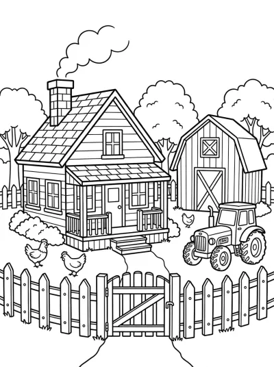 Desenho de Casa de Granja para colorir
