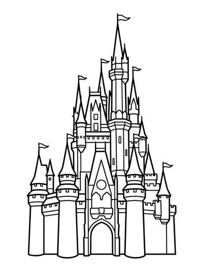 Desenho de Château de Conte de Fées para colorir
