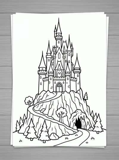 Desenho de Château sur la Montagne para colorir
