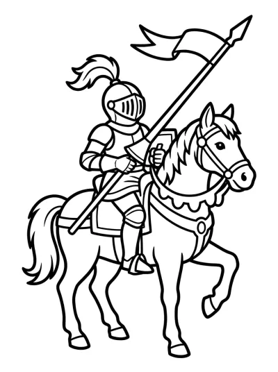 Desenho de Cavaleiro a Cavalo para colorir