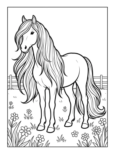 Desenho de Caballo de Crin Larga para colorir