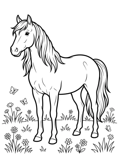 Desenho de Caballo en la Pradera para colorir