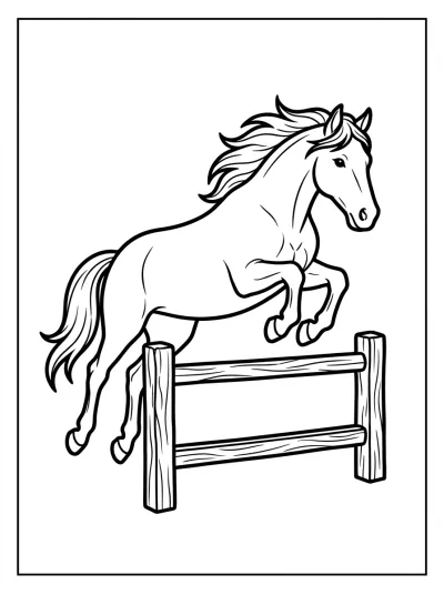 Desenho de Caballo Saltando un Obstáculo para colorir