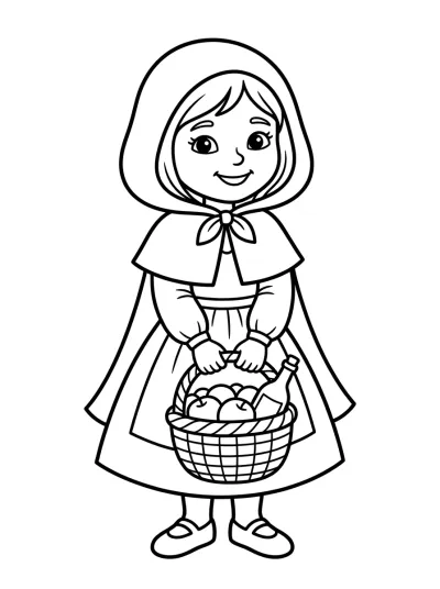 Desenho de Chapeuzinho com Cesta para colorir