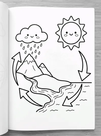 Desenho de Ciclo da água para colorir