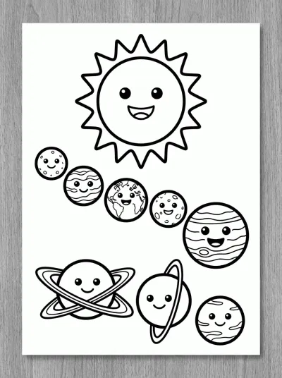 Desenho de Sistema Solar para colorir
