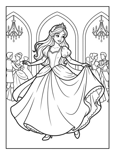 Desenho de Cenicienta en el Baile para colorir