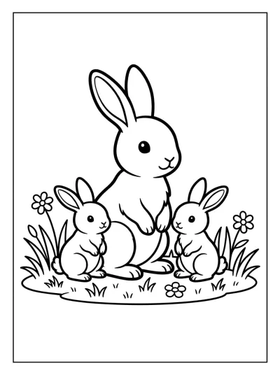 Desenho de Familia de Conejos para colorir