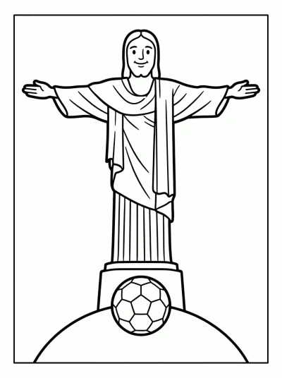Desenho de Cristo Redentor con Balón para colorir