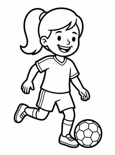 Desenho de Girl Playing Soccer para colorir