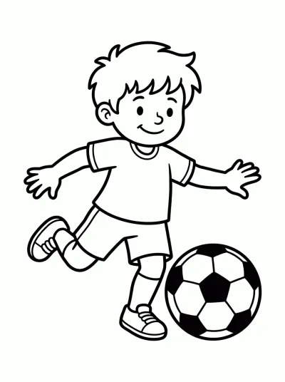 Desenho de Niño Pateando el Balón para colorir