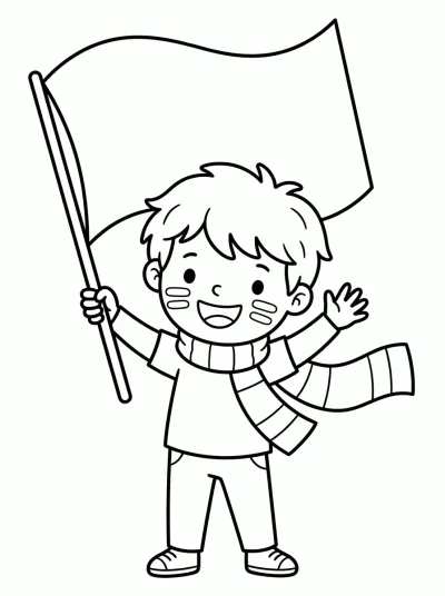 Desenho de Hincha con Bandera para colorir