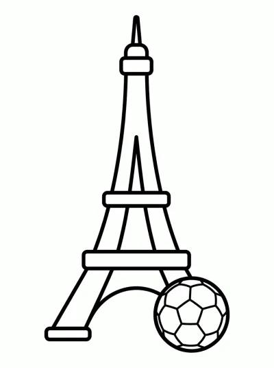 Desenho de Torre Eiffel con Balón para colorir
