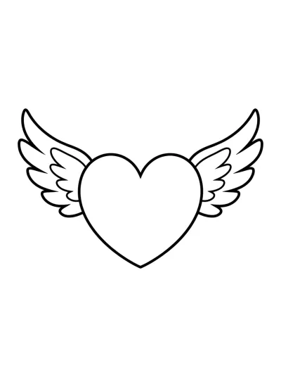 Desenho de Corazón con Alas para colorir