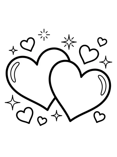 Desenho de Dos Corazones para colorir