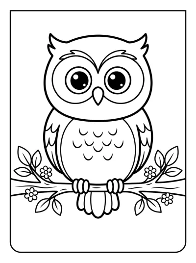 Desenho de Búho en la Rama para colorir