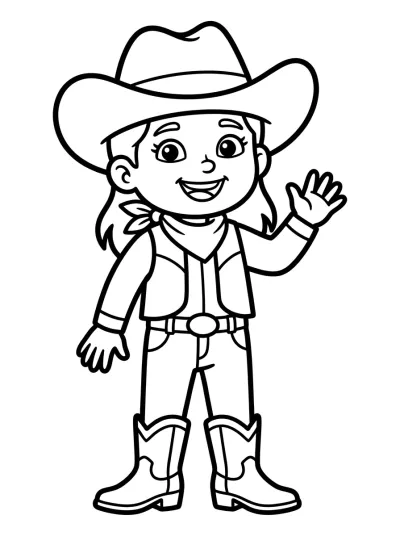 Desenho de Cowgirl com Chapéu para colorir