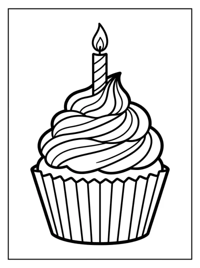 Desenho de Cupcake de Aniversário para colorir