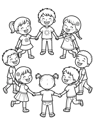 Desenho de Niños Jugando en Ronda para colorir