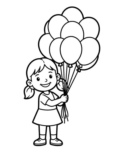 Desenho de Niña con Globos para colorir